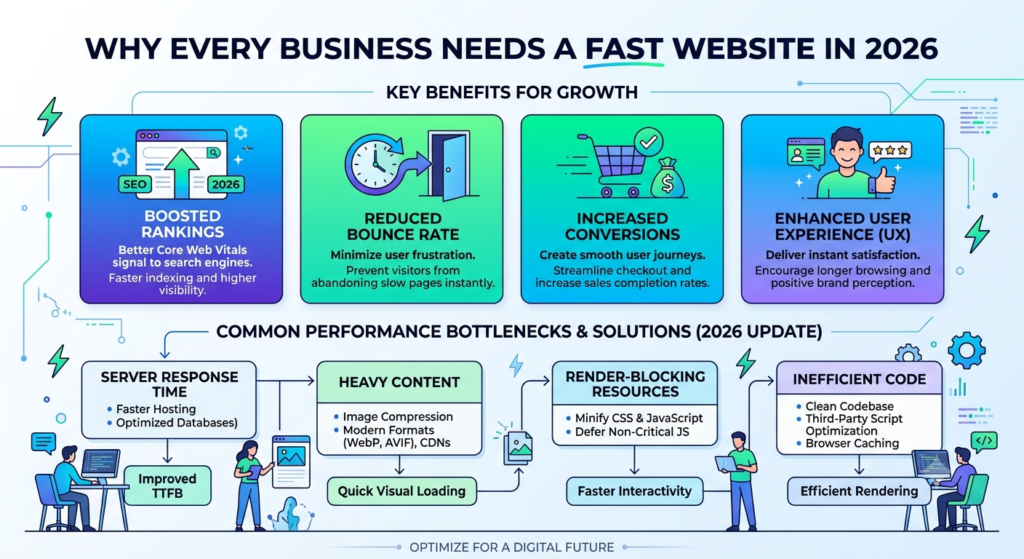 Why Every Business Needs a Fast Website in 2026 makle a graphic